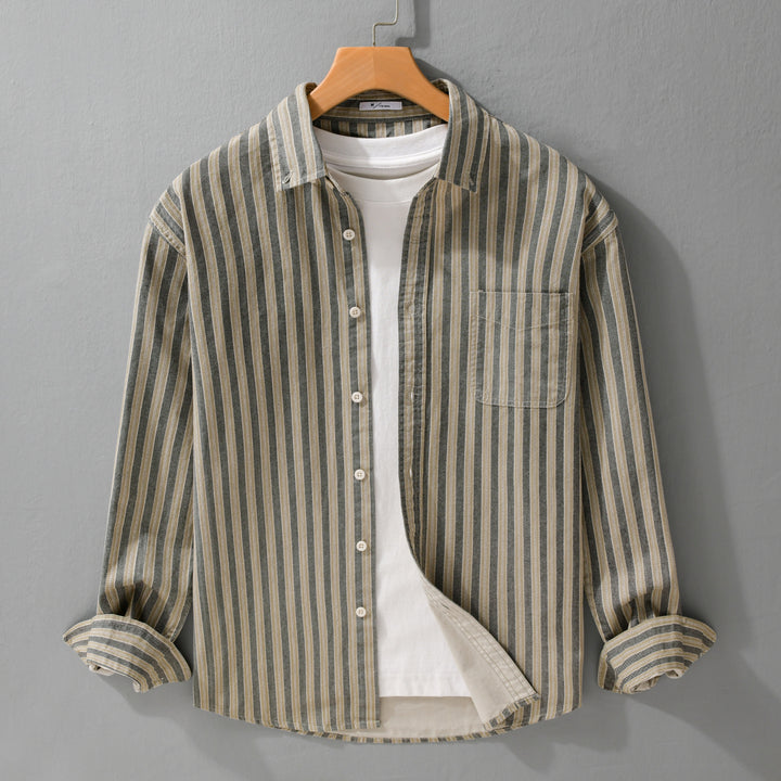 Herren Hemd mit Button-Down-Kragen aus atmungsaktivem Leinen-Baumwollmix in Relaxed-Passform Echoarchiv