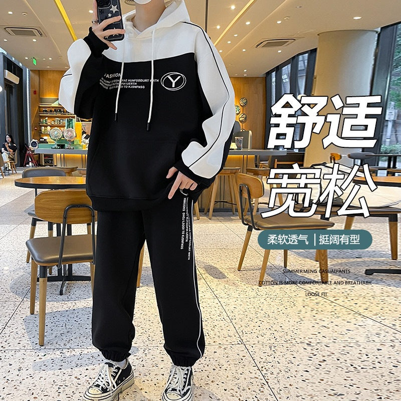 Herren Oversize-Trainingsset mit Block-Design Hoodie und konischer Jogginghose Echoarchiv