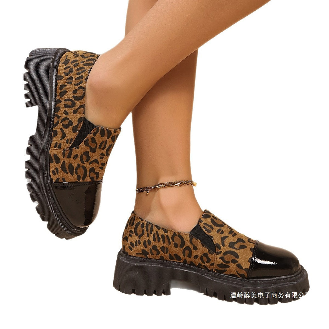 Damen nan modische Chunky-Loafer mit Animalprint, Lack-Toecap und profilierter Traktorsohle Echo Archiv