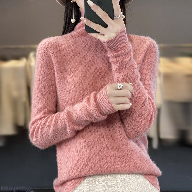 Damen Weicher Feinstrick‑Mockneckpullover mit flauschiger Mohair‑Optik, zarter Wabenstruktur und legerer Oversize‑Passform Echoarchiv