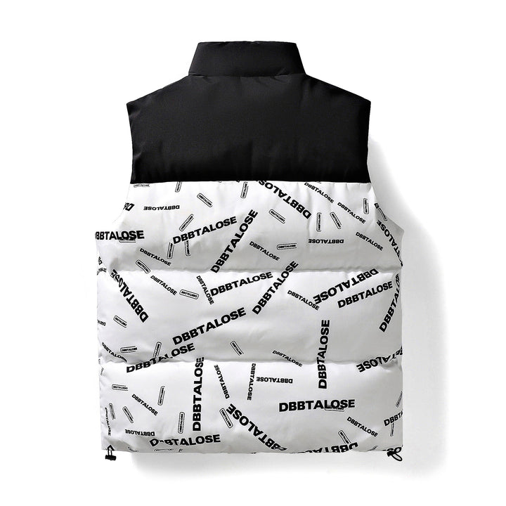 Herren Gepolsterte Steppweste mit hohem Kragen Allover-Logoprint & Kordelzugsaum Echo Archiv