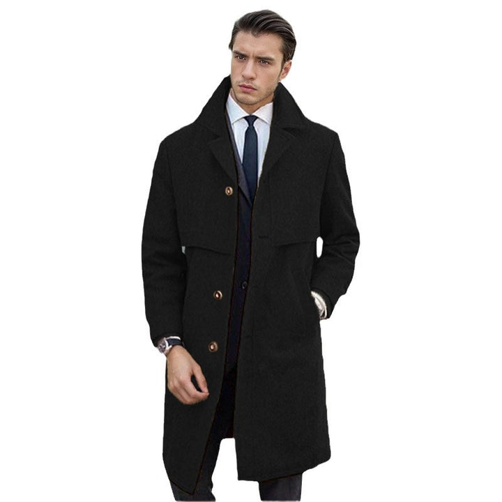 Herren eleganter Wollmantel mit doppelter Knopfleiste und modernem Design Echoarchiv