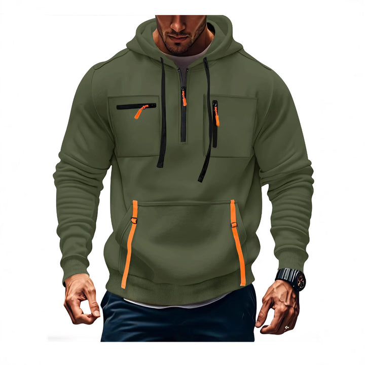 Herren modischer Kapuzenpullover mit funktionalen Reißverschlusstaschen Echoarchiv