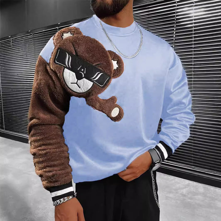 Herren Sweatshirt mit plüschiger Bärenapplikation Echoarchiv