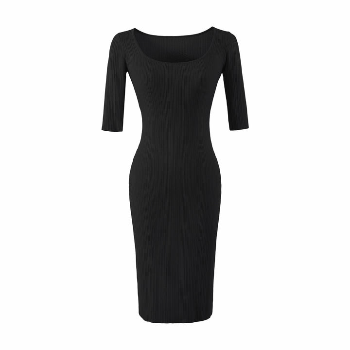 Damen Figurbetontes geripptes Midikleid aus Stretch-Strick Echoarchiv