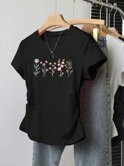 Damen Crop-T-Shirt mit figurbetontem Schnitt und modernem Design Echo Archiv