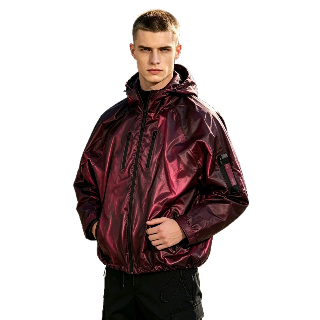 Herren Modische Langarmjacke mit Kapuze – Taviero