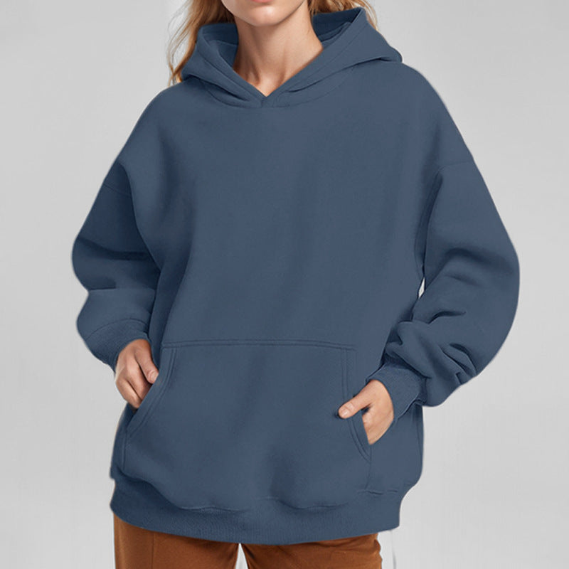 Damen nan extraweites Boxy-Kapuzenpullover mit tiefer Schulterpassform, Känguru-Eingrifftasche und angerauter Innenseite Echo Archiv