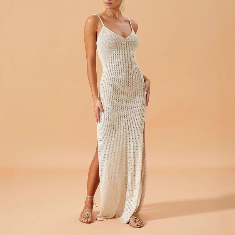 Damen luftiges Strick-Maxikleid mit verführerischen Seitenschlitzen Echo Archiv