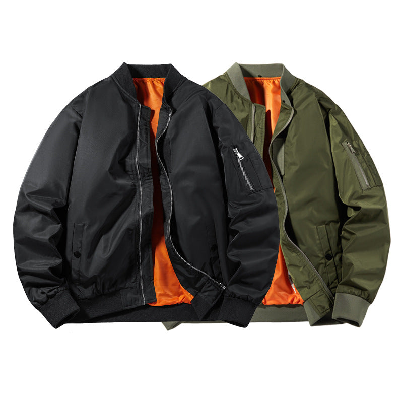 Herren Moderne Nylon-Bomberjacke im Aviatorstil mit kontrastierendem Innenfutter und Ärmel-Zipfach Echo Archiv