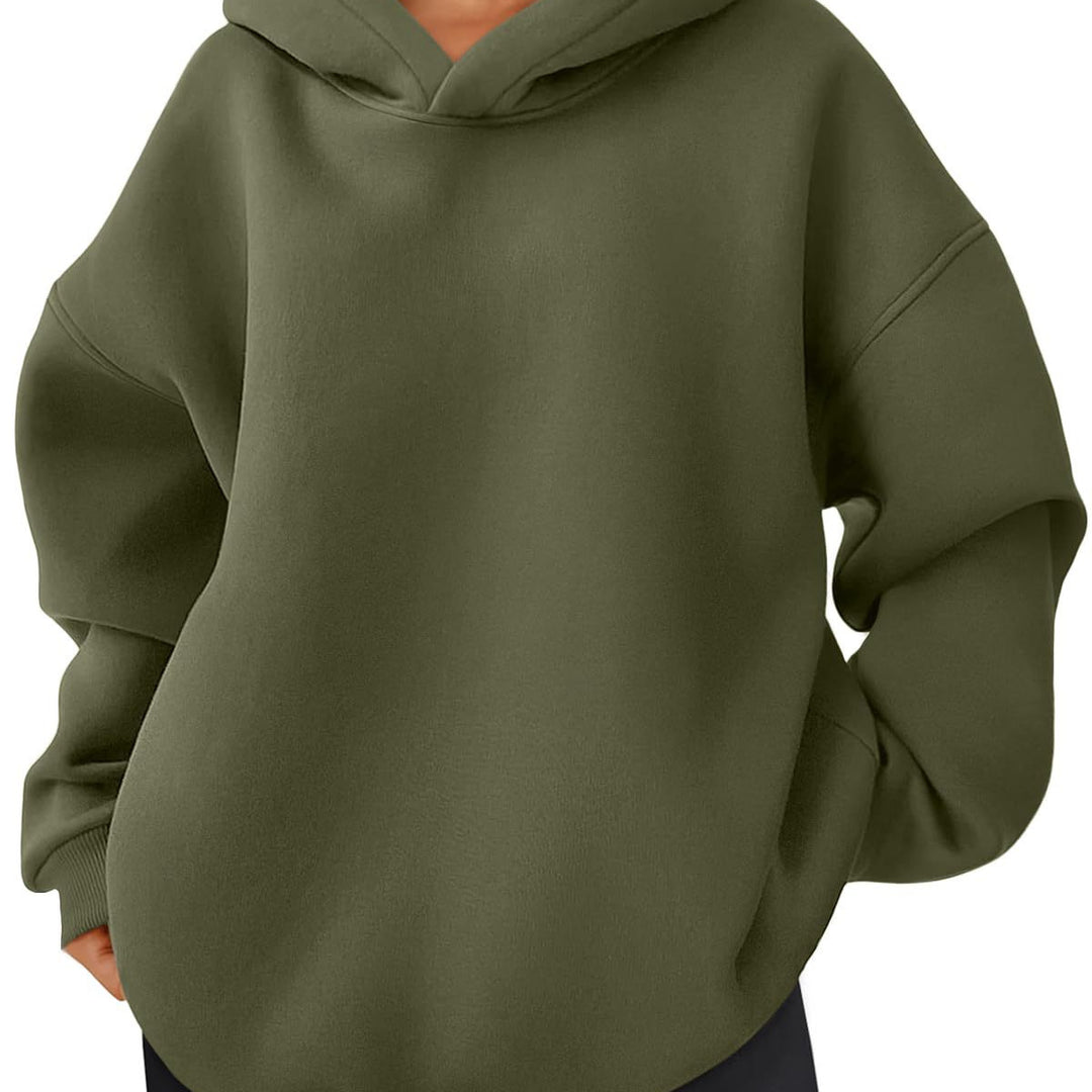 Damen nan kastiger Kapuzenpullover mit doppellagiger Kapuze, überschnittener Schulter und längerem Rückenteil Echo Archiv