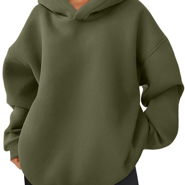 Damen nan kastiger Kapuzenpullover mit doppellagiger Kapuze, überschnittener Schulter und längerem Rückenteil Echo Archiv