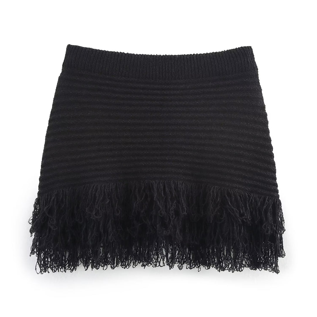 Damen Kurzarm-Strickjacke mit fransigem Saum und dekorativen Knöpfen Echo Archiv