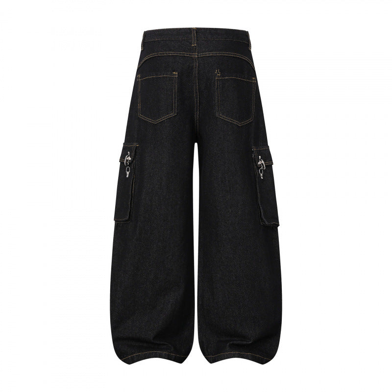 Damen Ballonförmige Cargo-Jeans mit hoher Taille, weitem Bein und aufgesetzten Klappentaschen Echo Archiv