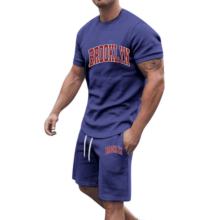 Herren Sportliche Baumwoll-Kurzarm-Pullover und Shorts Set Echoarchiv