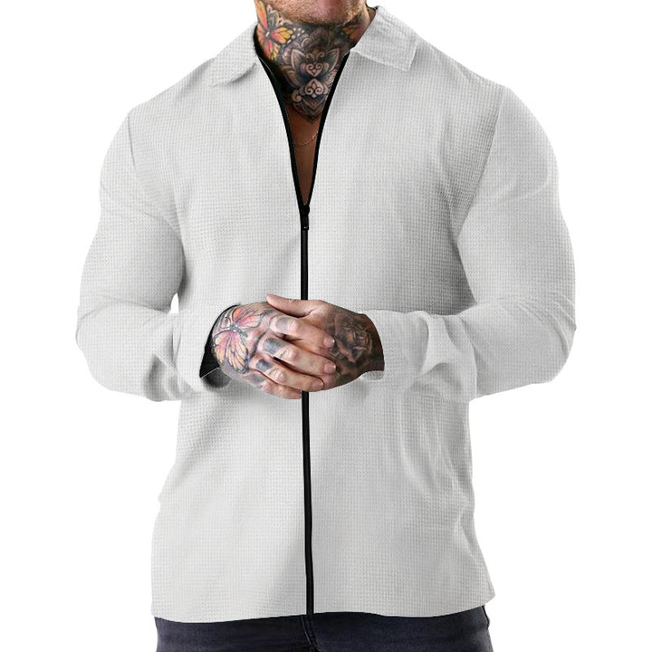 Herren sportlicher Reißverschluss-Pullover mit strukturiertem Design Echoarchiv