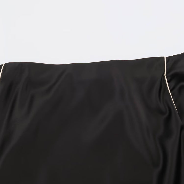 Damen Satin-Midirock mit seitlichem Paspelband und A-Linien-Schnitt Echoarchiv