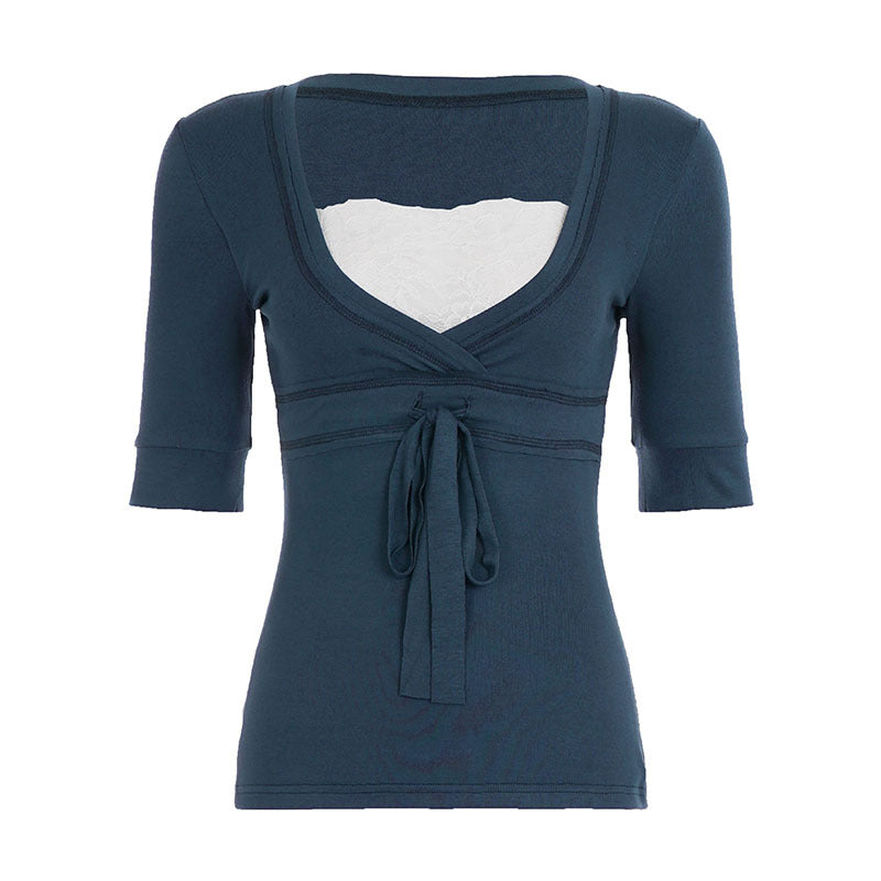 Damen Wickeloberteil mit raffinierter Frontschnürung und eleganten Ärmelabschlüssen Echo Archiv