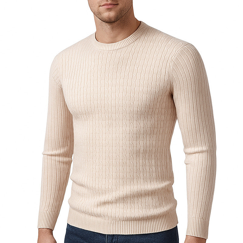 Herren modischer Strickpullover mit feinem Zopfmuster Echoarchiv