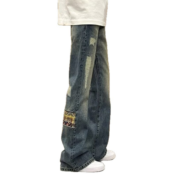 Herren trendige Jeans im lässigen Bootcut-Stil mit einzigartigen Applikationen Echoarchiv