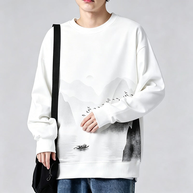 Unisex Oversize‑Sweatshirt mit Pinsel‑Print & geripptem Saum Echoarchiv