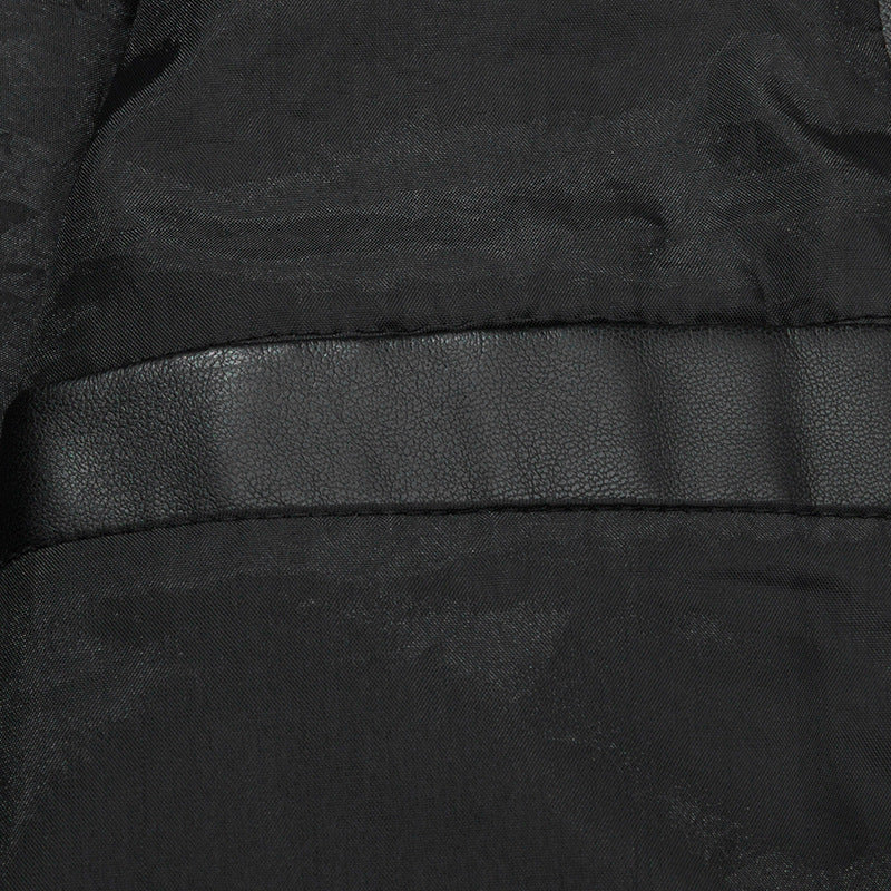 Herren Slim-Fit Kunstleder-Reißverschlussjacke mit Stehkragen und Nahtpaneelen Echo Archiv