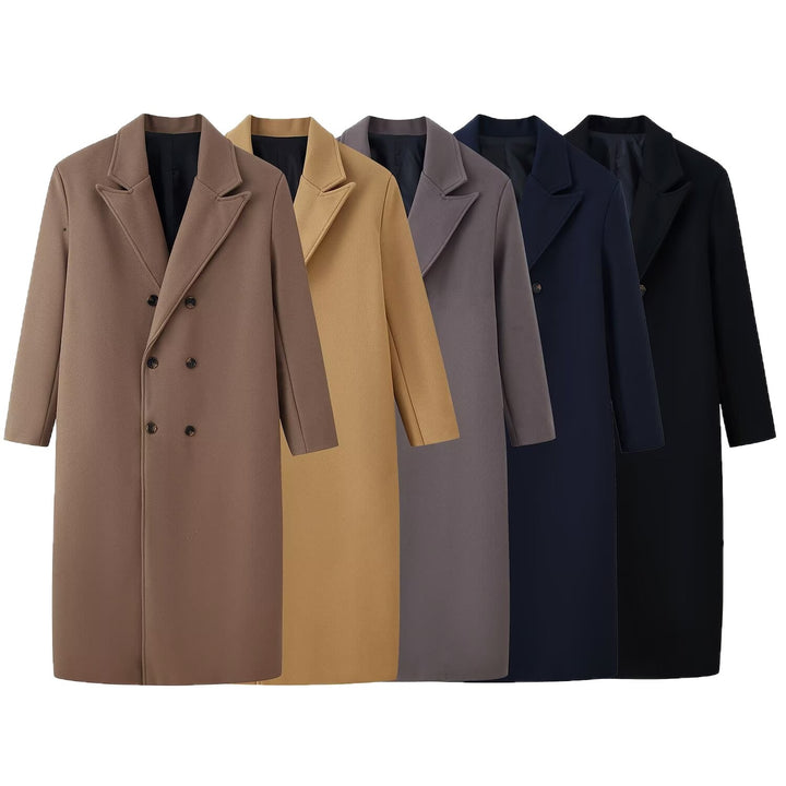 Herren Doppelreihiger Longcoat mit schmalem Revers und geradem Schnitt Echo Archiv