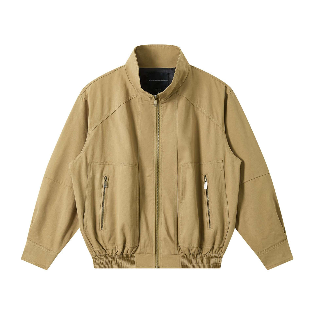 Herren Leichter Canvas-Fieldblouson mit Stehkragen, verdecktem Reißverschluss und elastischem Saum Echoarchiv