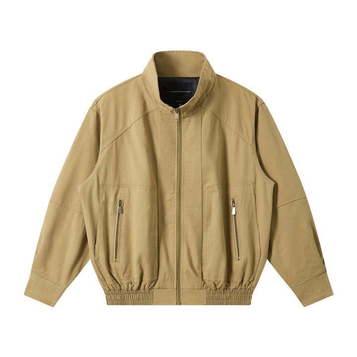 Herren Leichter Canvas-Fieldblouson mit Stehkragen, verdecktem Reißverschluss und elastischem Saum Echoarchiv
