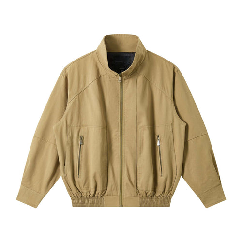 Herren Leichter Canvas-Fieldblouson mit Stehkragen, verdecktem Reißverschluss und elastischem Saum Echoarchiv