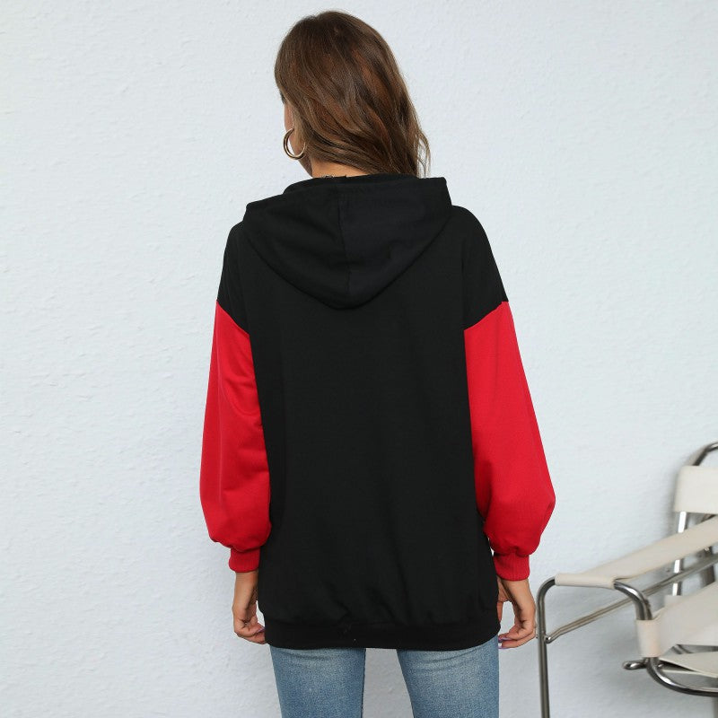 Damen Oversize Kapuzenpullover mit Blockingärmeln und Boston-Frontprint Echoarchiv