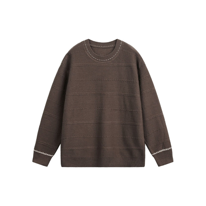 Damen Oversize-Strickpullover mit Strukturstreifen und Rundhalsausschnitt Echoarchiv
