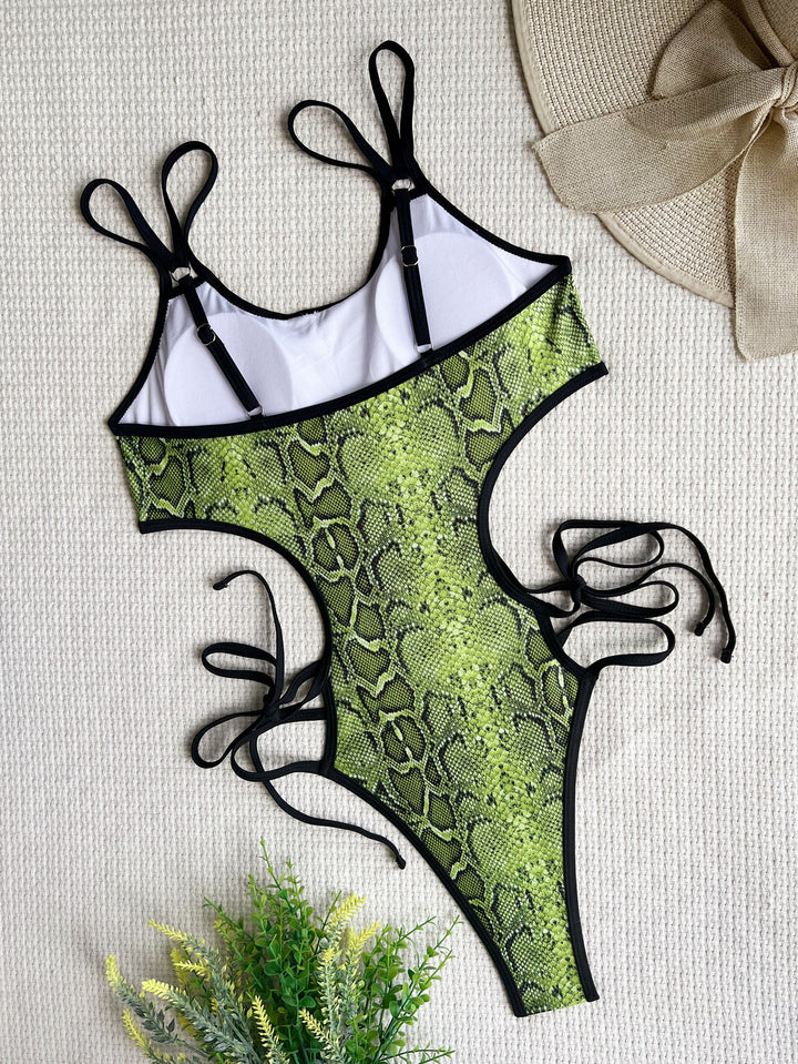 Damen Monokini mit aufregendem Schlangenprint und verstellbaren Kordeldetails Echo Archiv