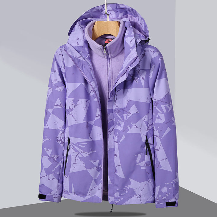 Damen zweilagige Softshelljacke mit abnehmbarer Fleece-Innenjacke und Kapuze Echo Archiv