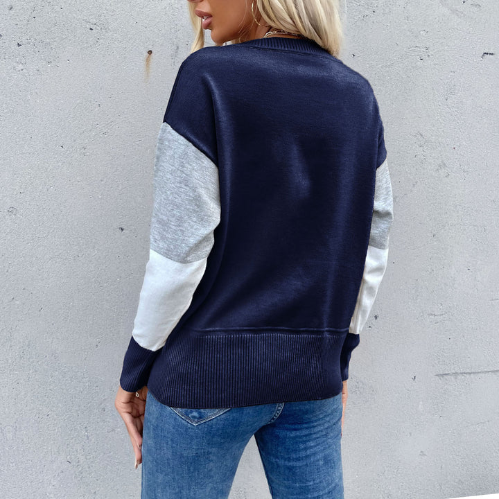 Damen Legerer Feinstrick-Pullover im Blockkaro mit geripptem Saum und lässiger Passform Echoarchiv