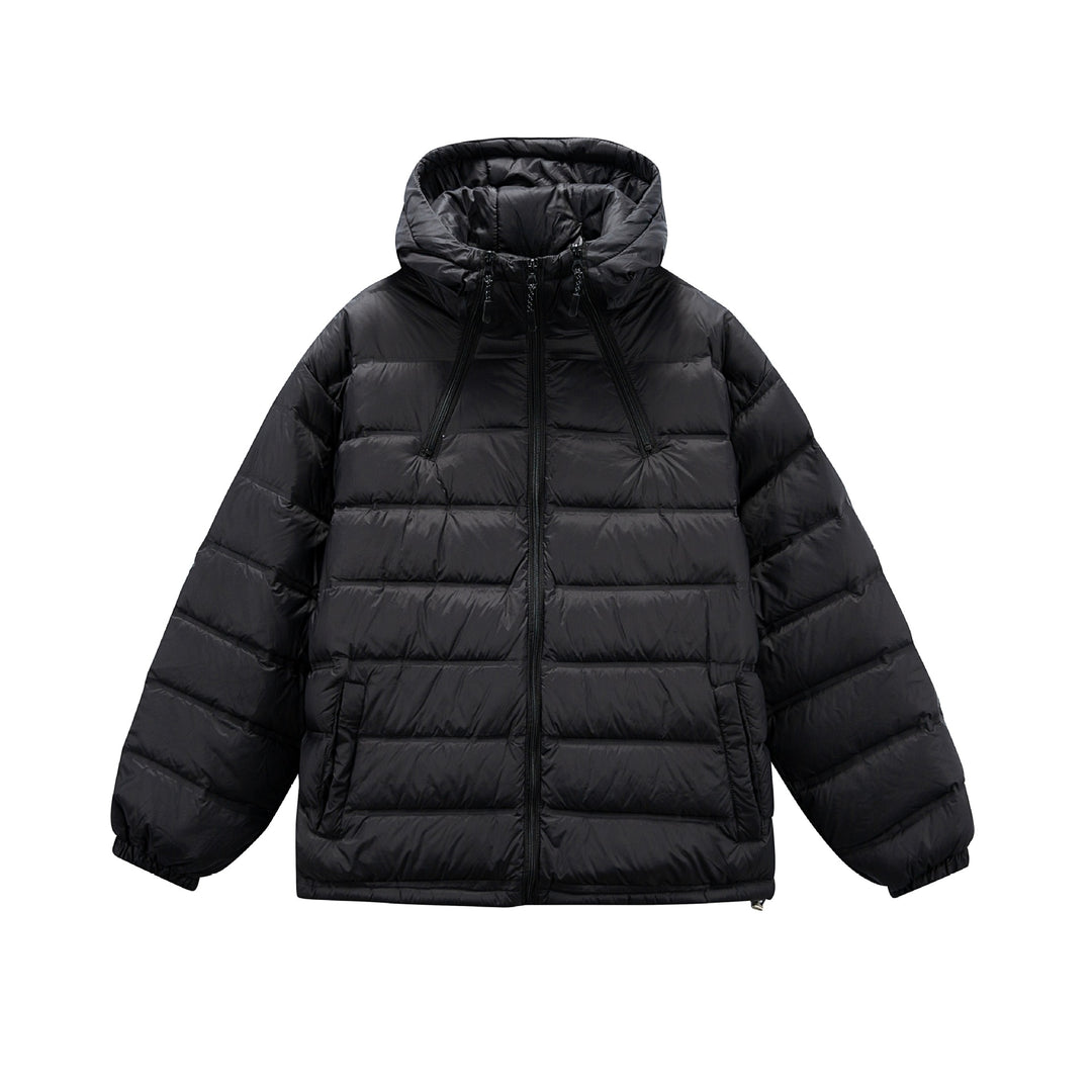 Herren Boxy-Pufferjacke mit hoher Stehkapuze, doppeltem Frontreißverschluss und Tunnelzug Echoarchiv