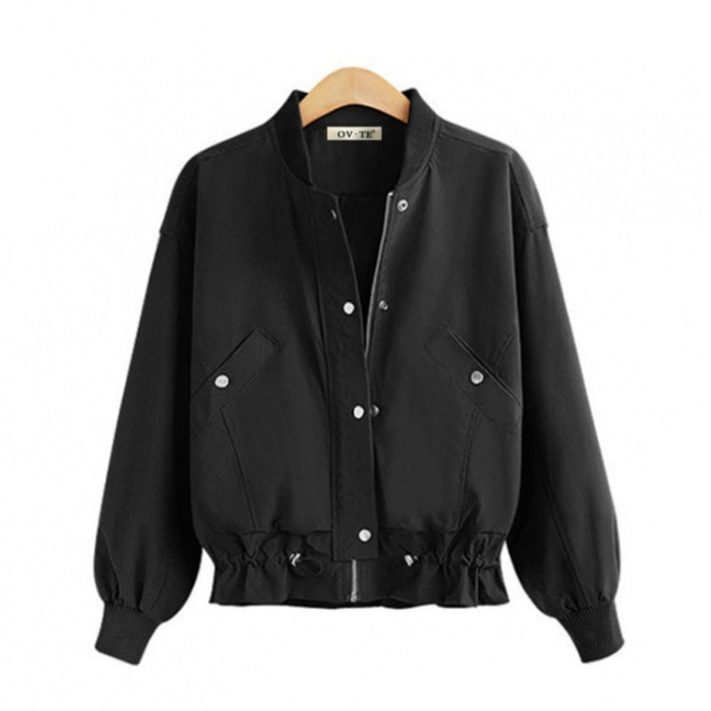 Damen Oversize Bomberjacke mit Tunnelzugbund, Druckknopfleiste und aufgesetzten Taschen – Avenza