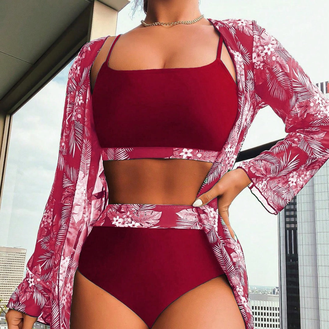 Damen Raffiniertes Bikini-Set mit transparentem Wickeltuch Echo Archiv