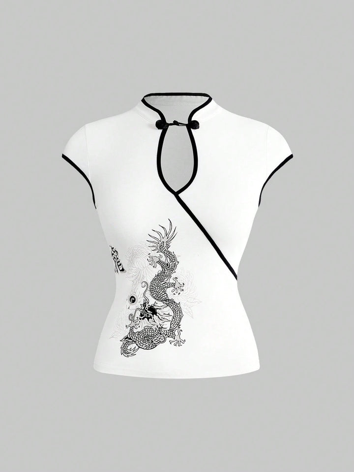 Damen Chinesische Seidenbluse mit kunstvollem Drachenmotiv Echo Archiv