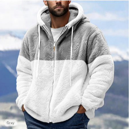 Herren kuschelige Fleecejacke mit Kapuze Echoarchiv