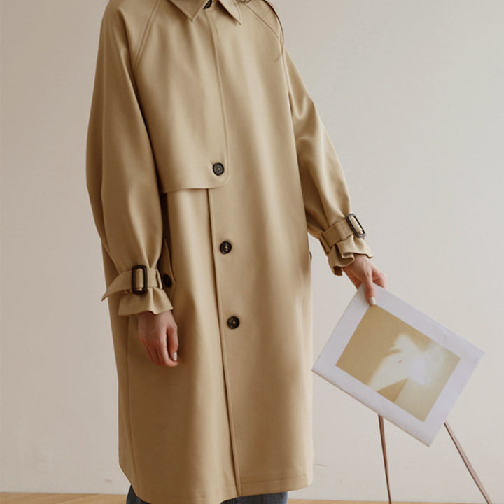 Damen Midi-Oversize Trenchcoat mit Sturmklappe und verstellbaren Manschetten Echo Archiv