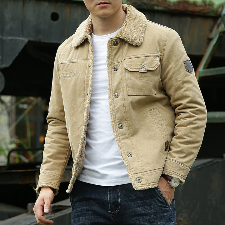 Herren Robust-Canvas-Fieldjacke mit Teddyfutter, Stehkragen und Utility-Taschen Echo Archiv