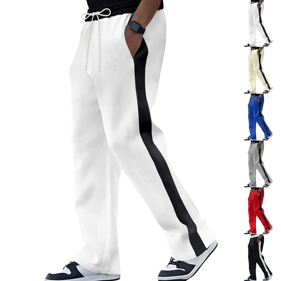 Herren Weite Trackhose mit Kontrastseiten, Tunnelzug und geripptem Bund – Sorevano