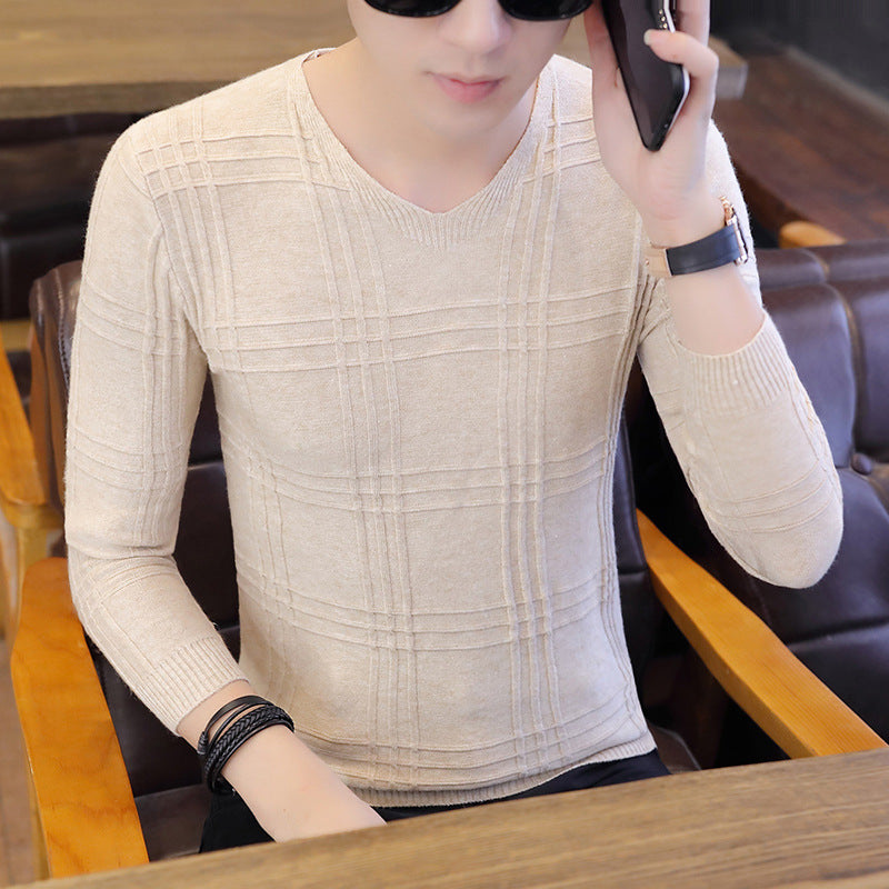 Herren Langarm-Pullover mit modernem Rippmuster und V-Ausschnitt Echoarchiv