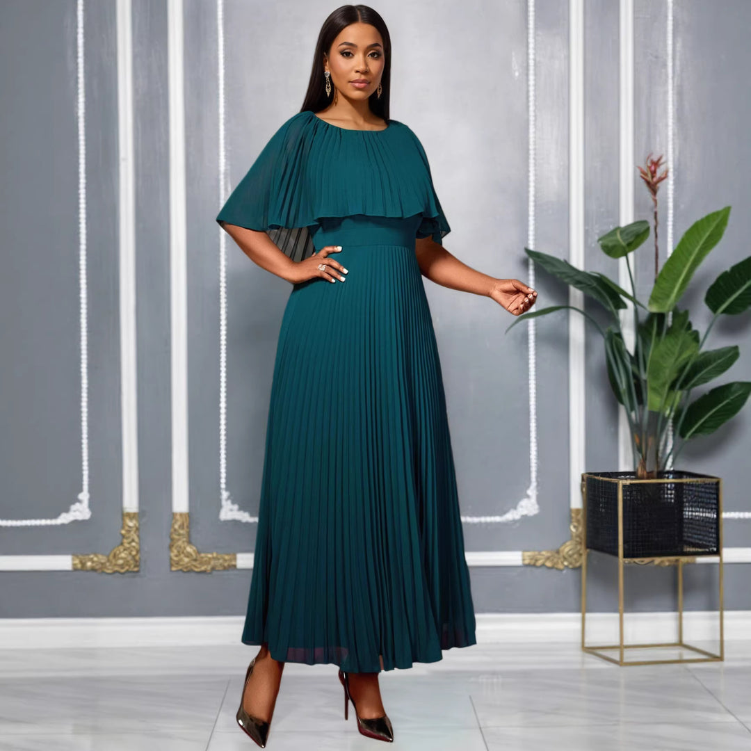 Damen Elegantes Plissee-Maxi-Kleid mit fließenden Ärmeln Echo Archiv