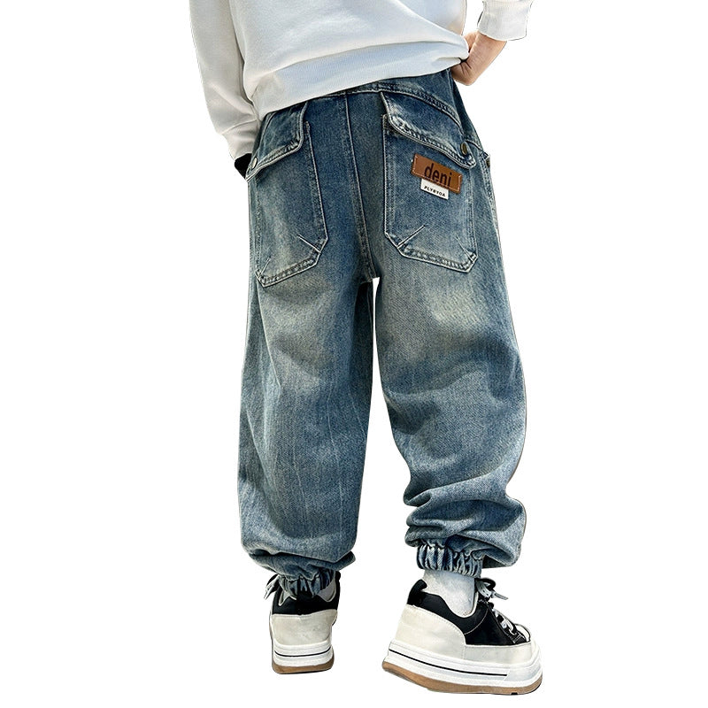 Unisex lässige Denim-Hose mit elastischem Bund Echo Archiv