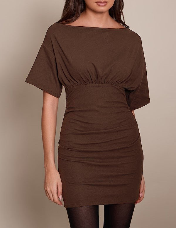Damen figurbetontes Wickelkleid mit Raffungen und weiten Ärmeln Echo Archiv