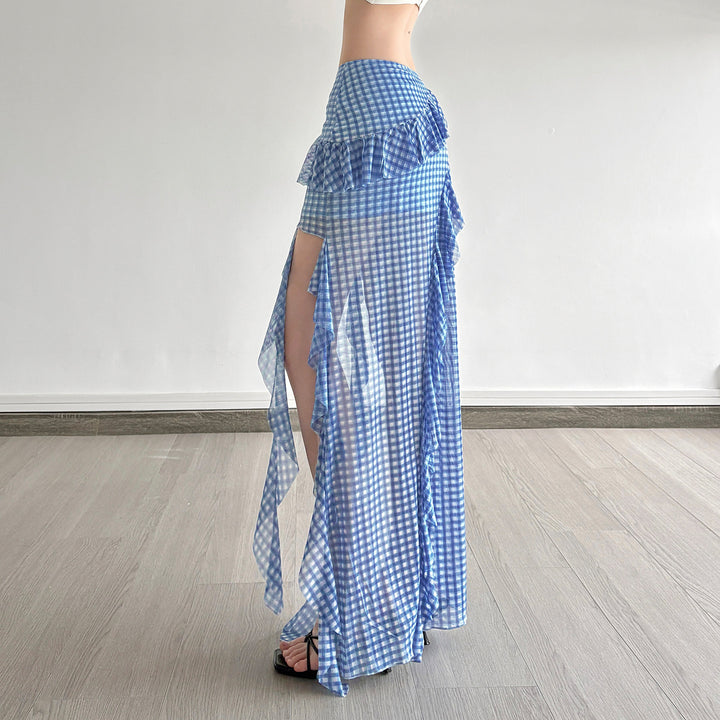 Damen Maxirock mit Rüschendetails und Vichy-Muster Echo Archiv