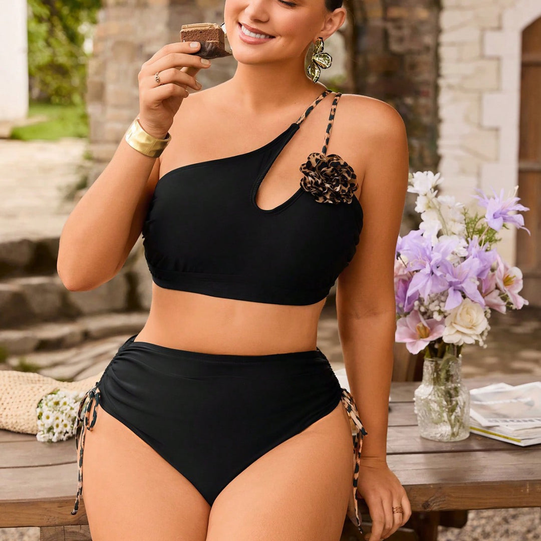 Damen Einseitiger Bikini mit dekorativem Blumendetail Echo Archiv