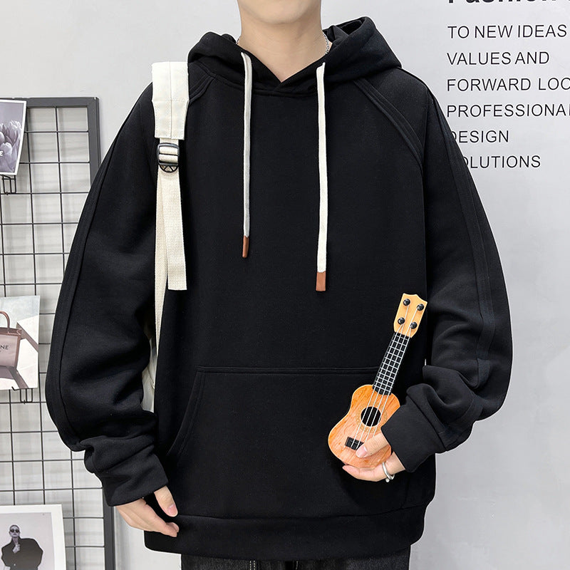 Herren Oversize Kapuzenpullover mit Kängurutasche Raglanärmeln und extra langen Kordeln Echo Archiv